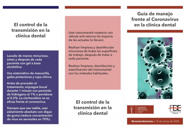 Medidas de prevención frente al coronavirus en clinicas dentales