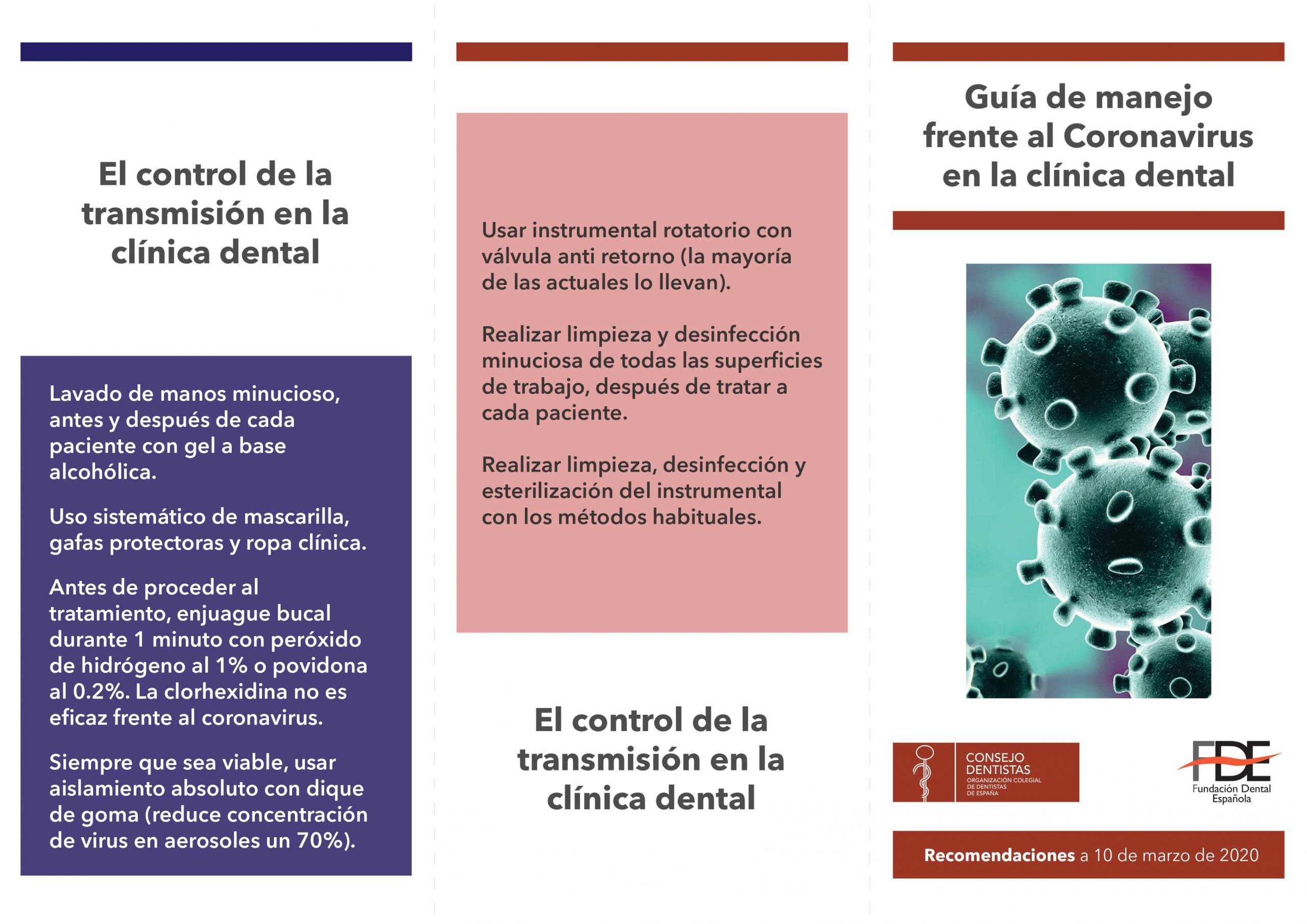 Medidas de prevención frente al coronavirus en clinicas dentales