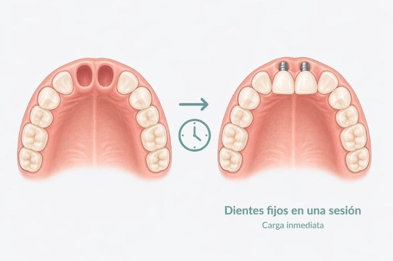 Implante y diente provisional el mismo día, solución: implantes de carga inmediata
